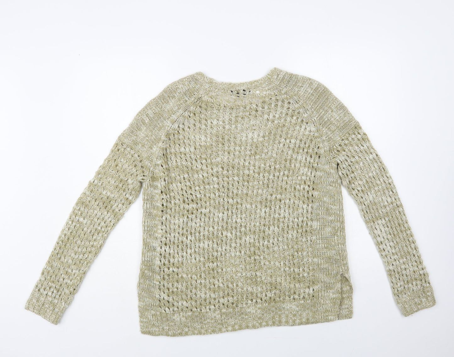 Topshop Womens Beige Boat Neck Acrylic Pullover Jumper Size 10