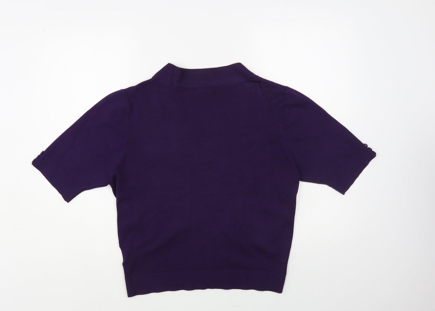 Image Womens Purple V-Neck Viscose Cardigan Jumper Size XL