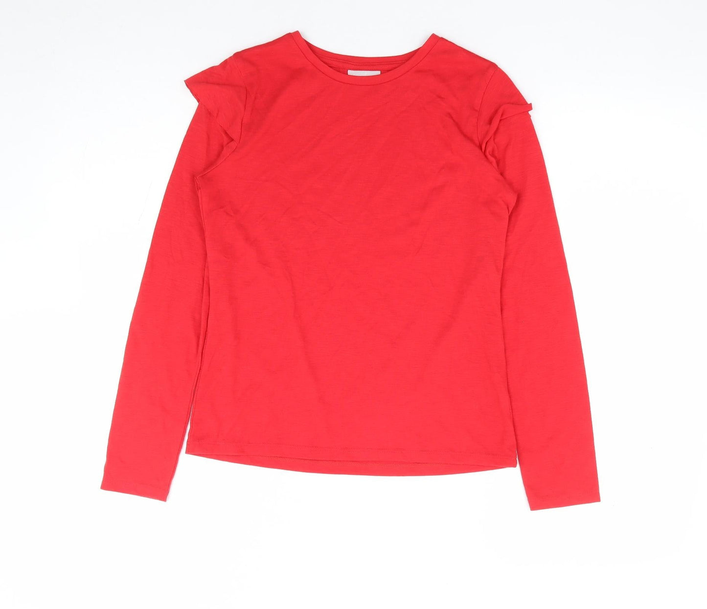 Matalan Girls Red Polyester Basic T-Shirt Size 12 Years Round Neck Pullover