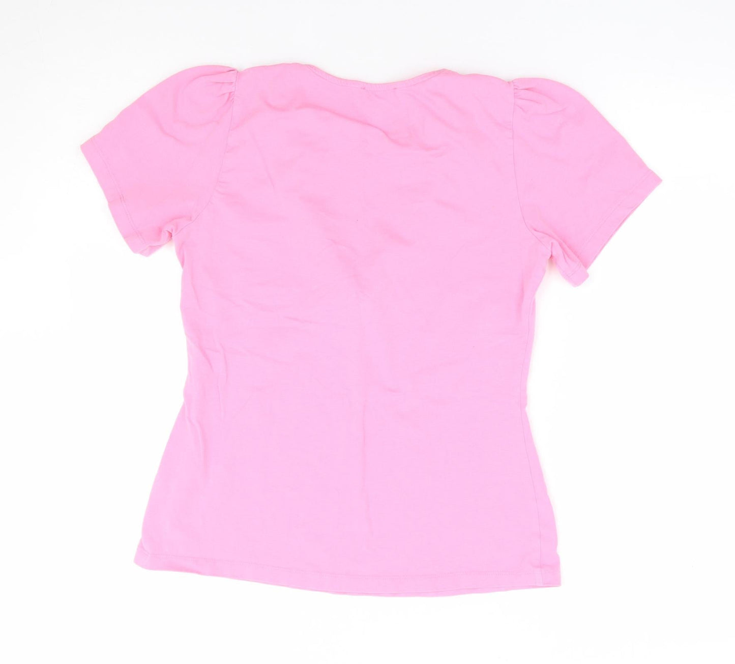 Sabida Womens Pink Cotton Basic T-Shirt Size S Round Neck