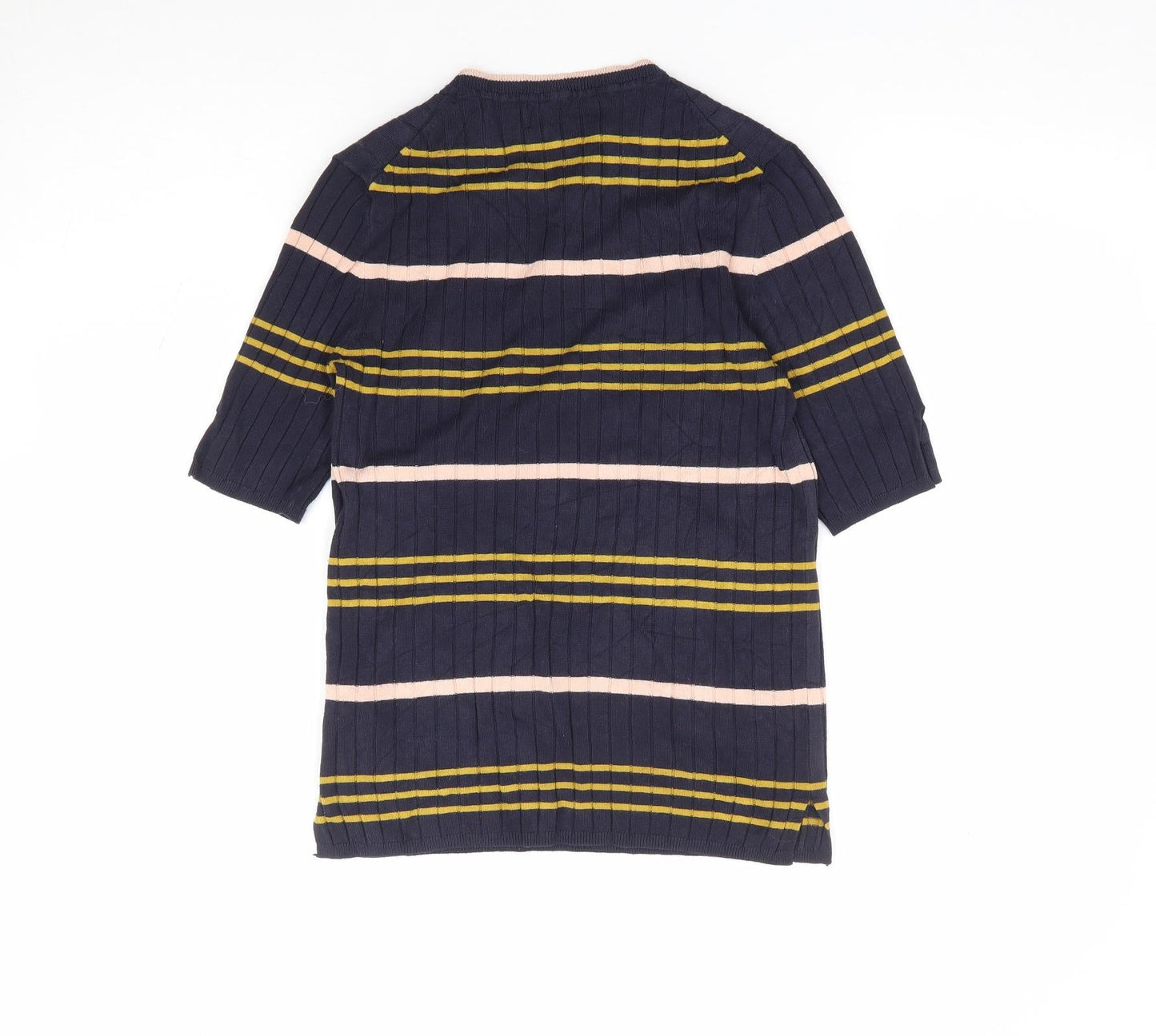 Marks and Spencer Womens Blue Crew Neck Striped Viscose Pullover Jumper Size 10