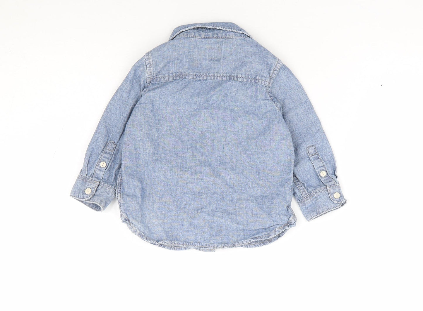 Gap Boys Blue 100% Cotton Jersey Button-Up Size 12-18 Months Collared Button