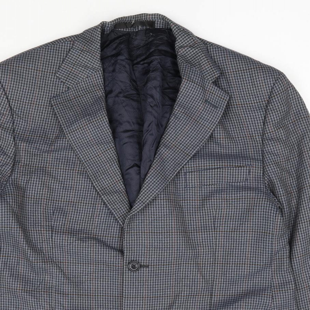 Marks and Spencer Mens Blue Check Wool Jacket Suit Jacket Size 42
