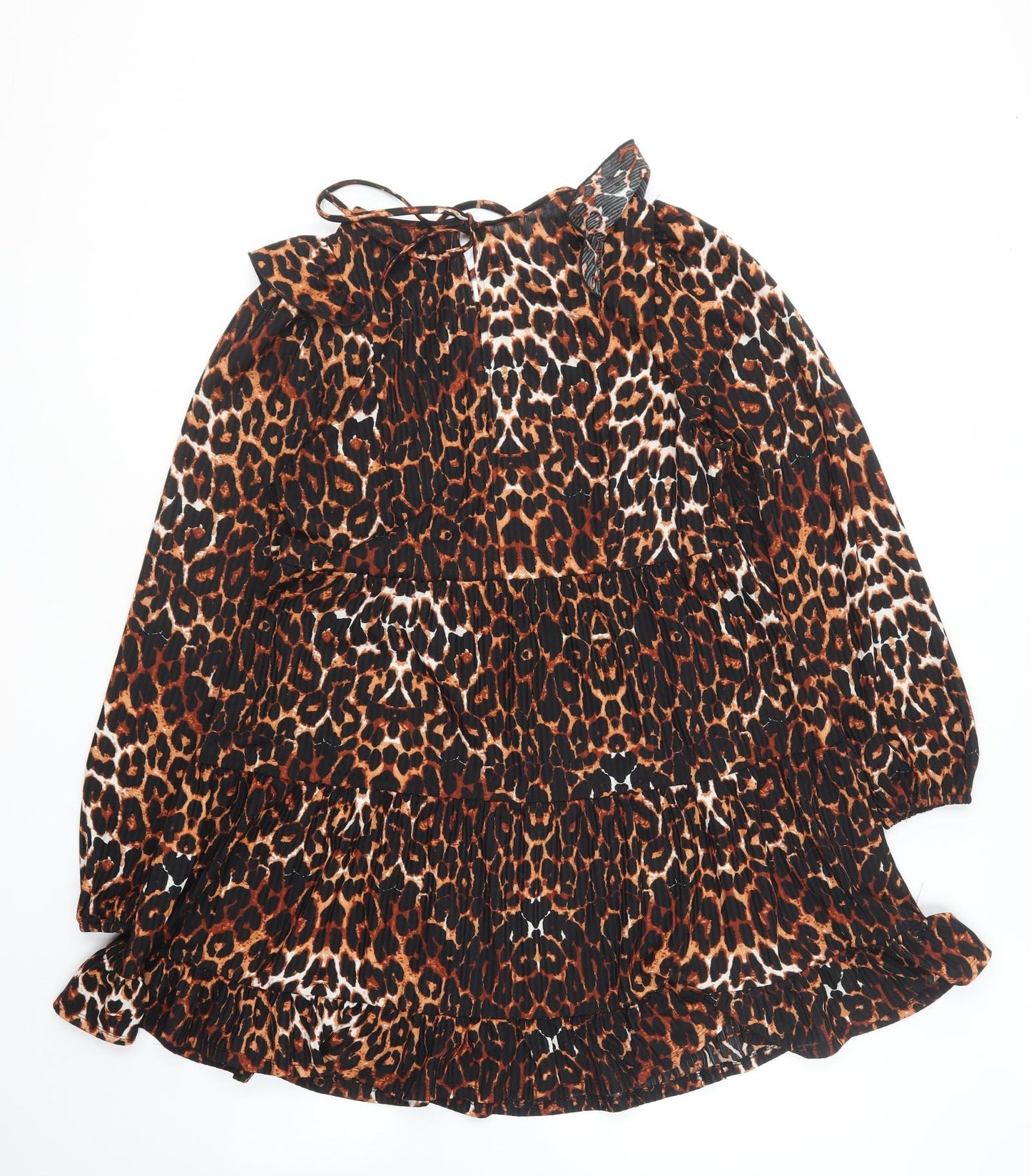 ASOS Womens Brown Animal Print Cotton Shift Size 10 Round Neck Pullover - Leopard Print