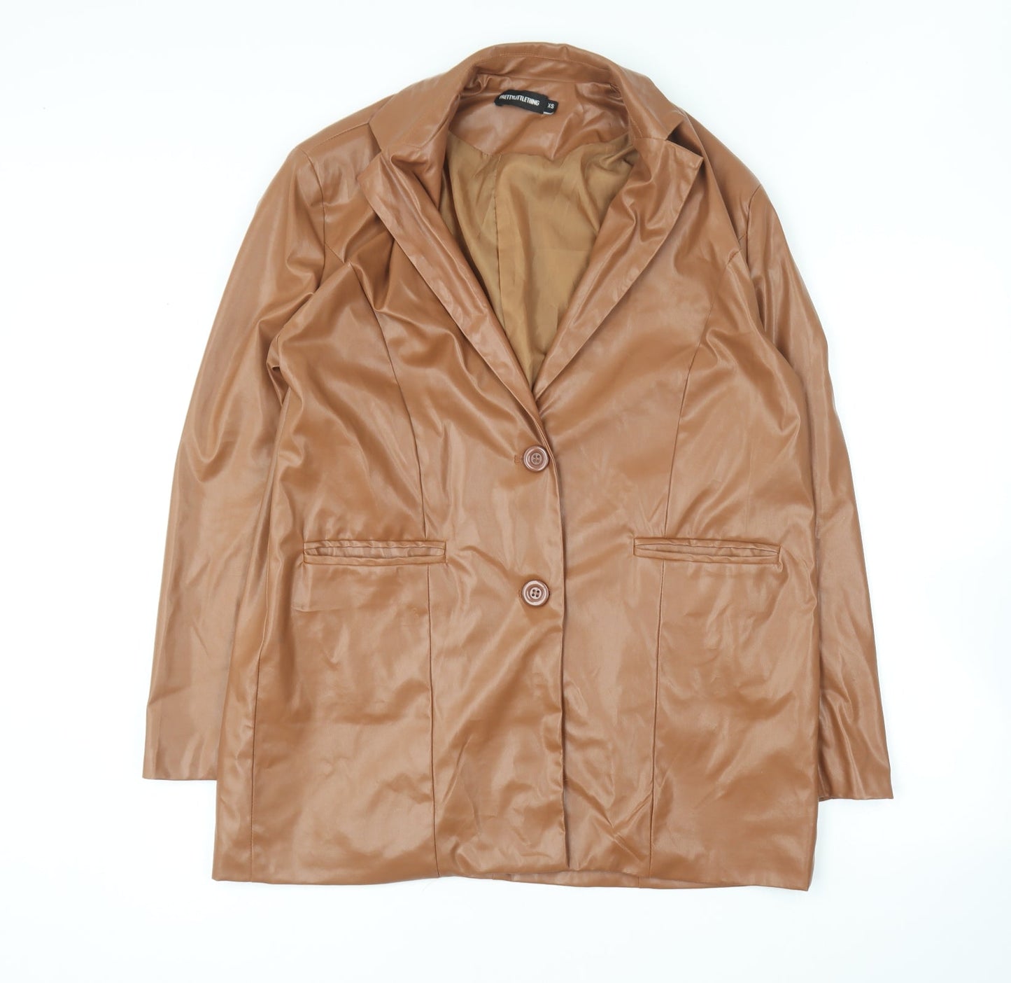 PRETTYLITTLETHING Womens Brown Jacket Size XS Button