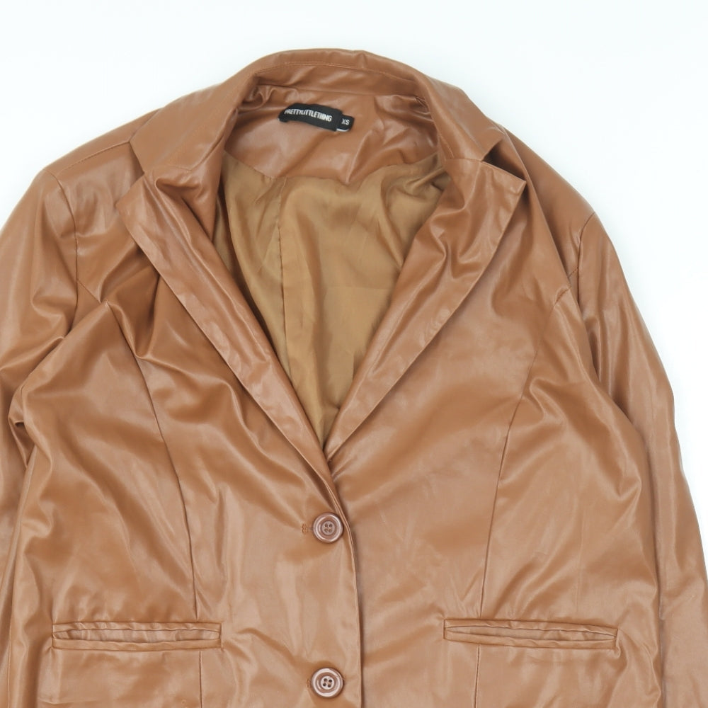 PRETTYLITTLETHING Womens Brown Jacket Size XS Button