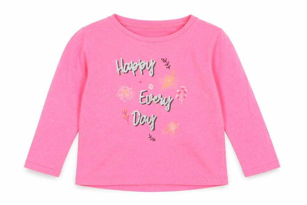 Papaya Girls Pink Geometric Cotton Basic T-Shirt Size 18-24 Months Round Neck Pullover - Happy Every Day