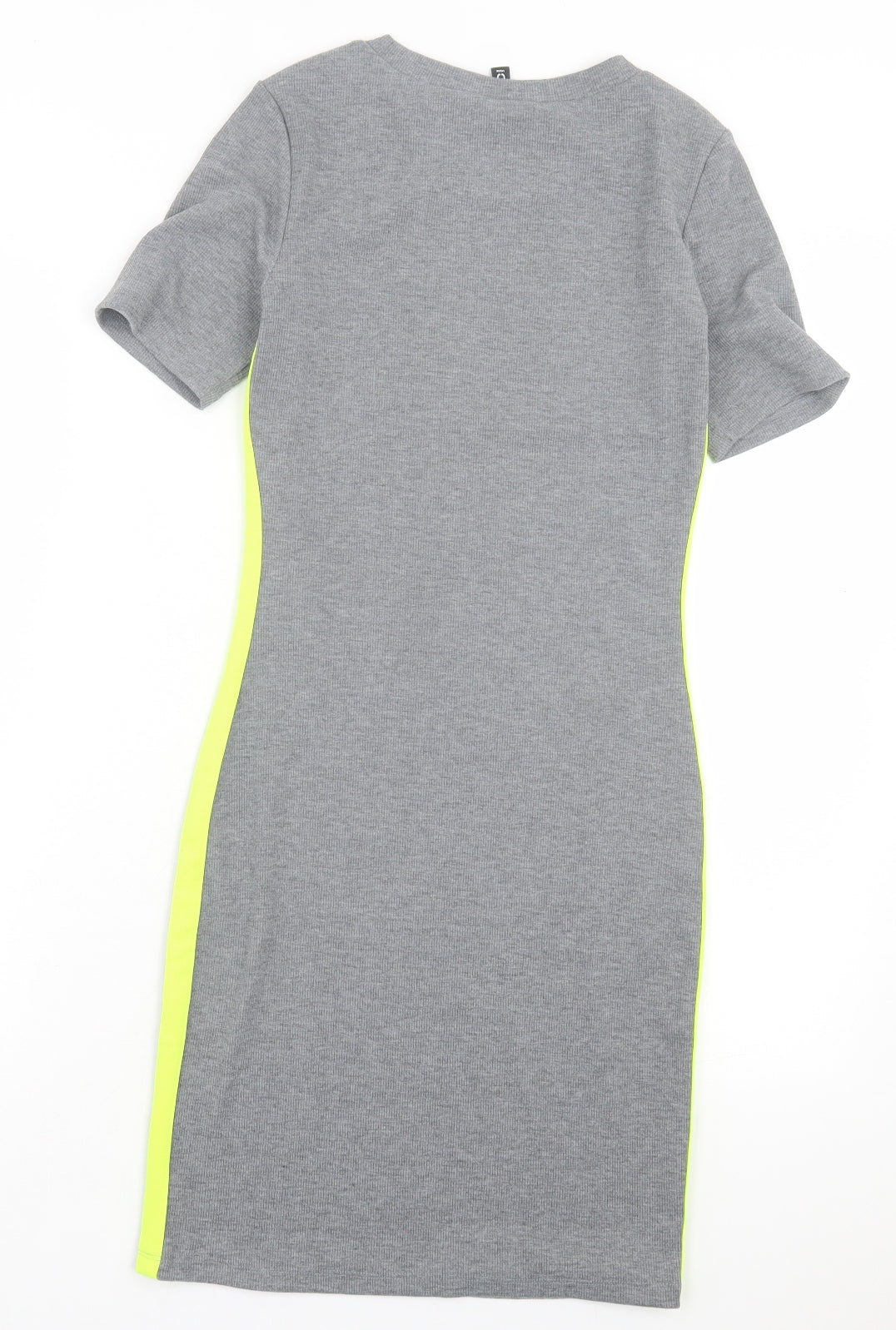 H&M Womens Grey Striped Polyester Bodycon Size S Crew Neck Pullover
