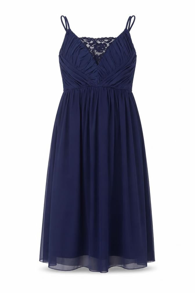 New Look Womens Blue Nylon Fit & Flare Size 10 Square Neck Zip