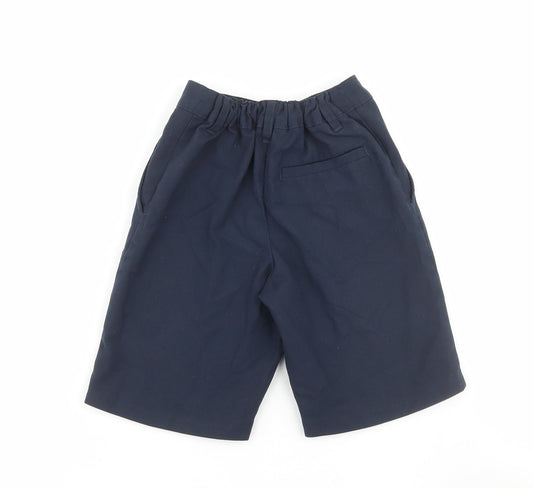 Marks and Spencer Boys Blue Polyester Bermuda Shorts Size 6-7 Years Regular Hook & Loop - School Wear