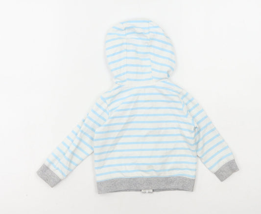 Carters Boys White Striped Jacket Size 12 Months Zip - Truck