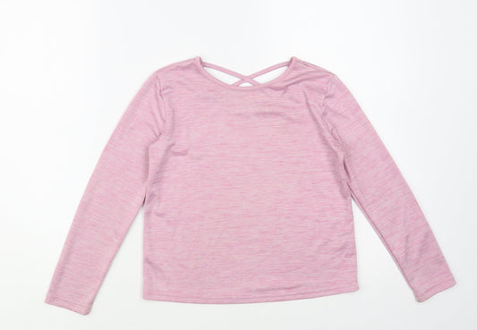 Dunnes Stores Girls Pink Polyester Pullover T-Shirt Size 8-9 Years Crew Neck Pullover