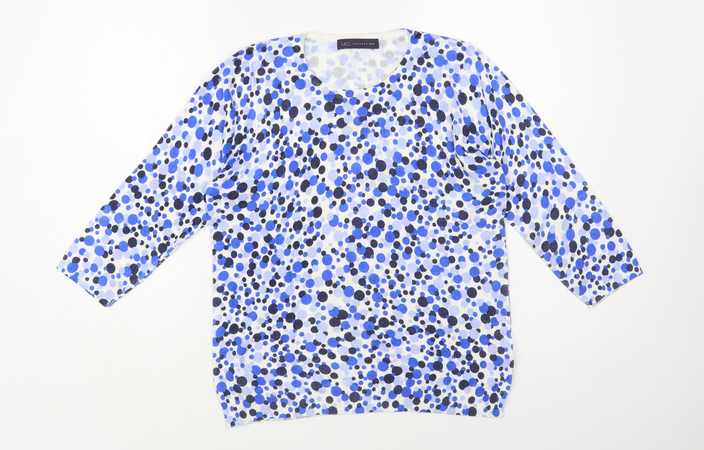 Marks and Spencer Womens Multicoloured Round Neck Geometric Viscose Pullover Jumper Size 12