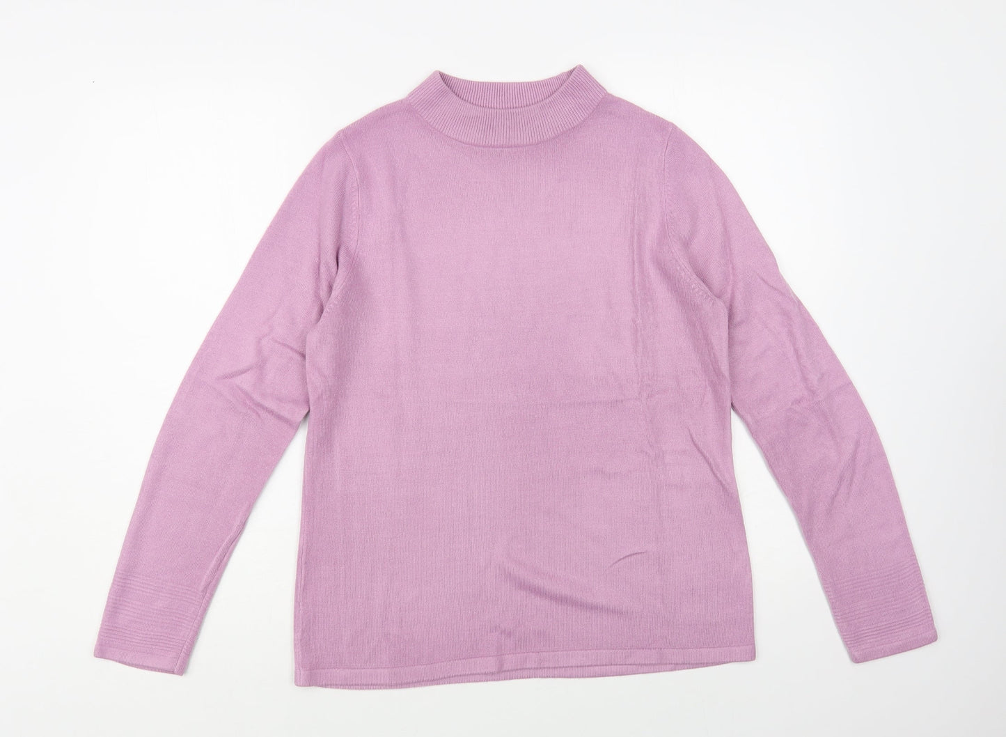 Marks and Spencer Womens Purple Mock Neck Acrylic Pullover Jumper Size 10