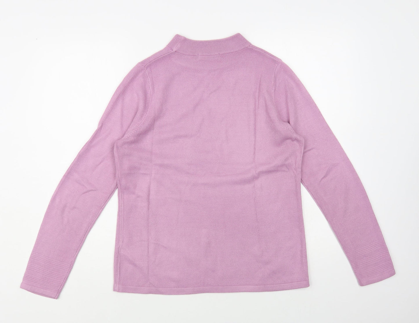 Marks and Spencer Womens Purple Mock Neck Acrylic Pullover Jumper Size 10