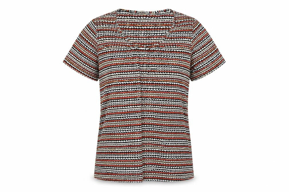 Marks and Spencer Womens Multicoloured Striped Viscose Basic T-Shirt Size 8 Scoop Neck