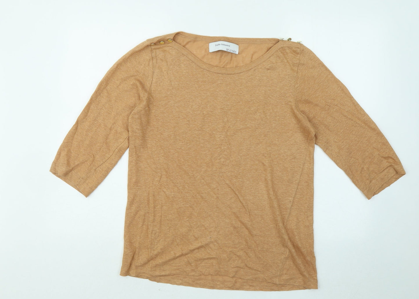 Zara Womens Beige Round Neck Acrylic Pullover Jumper Size L