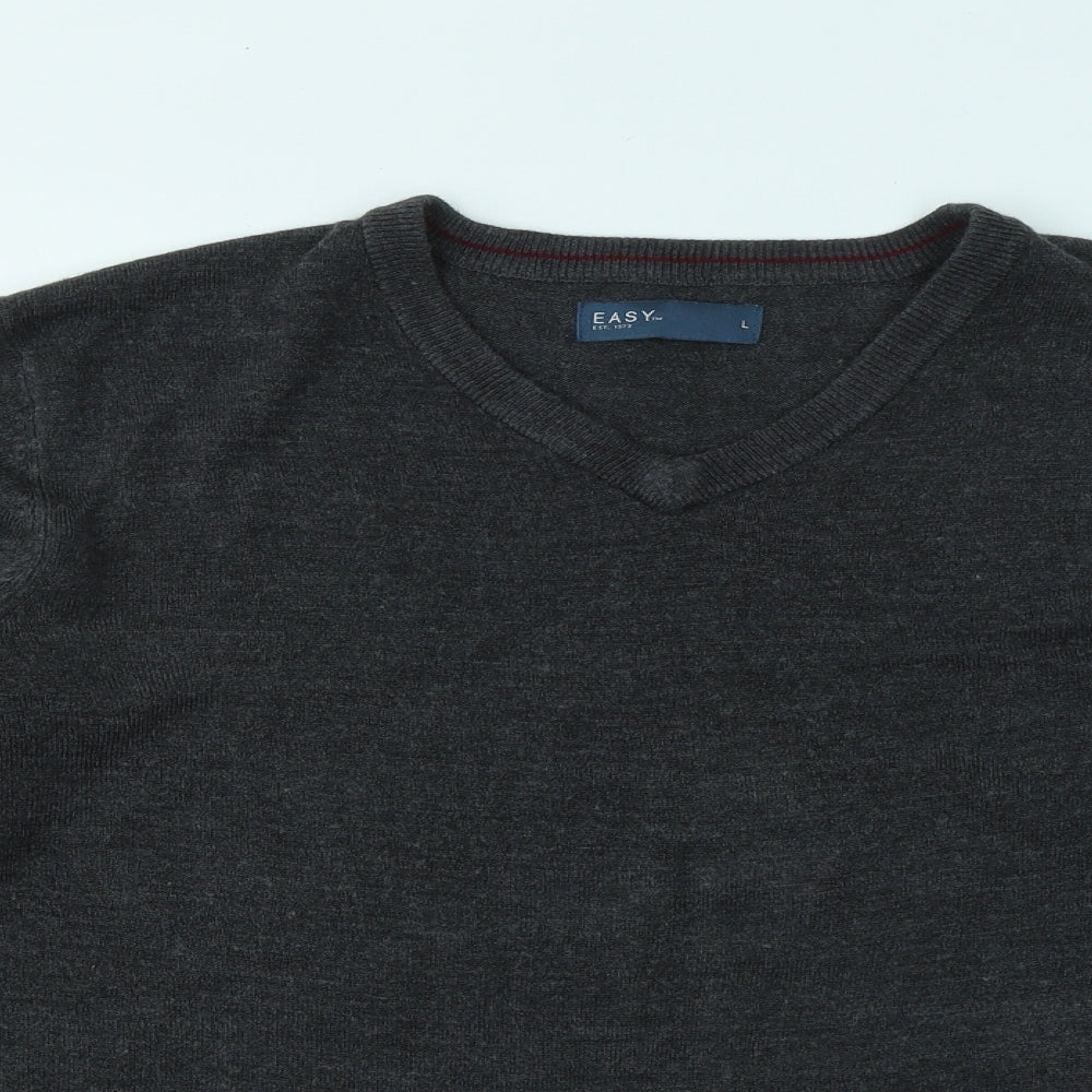 Easy Mens Grey Collared Acrylic Pullover Jumper Size L