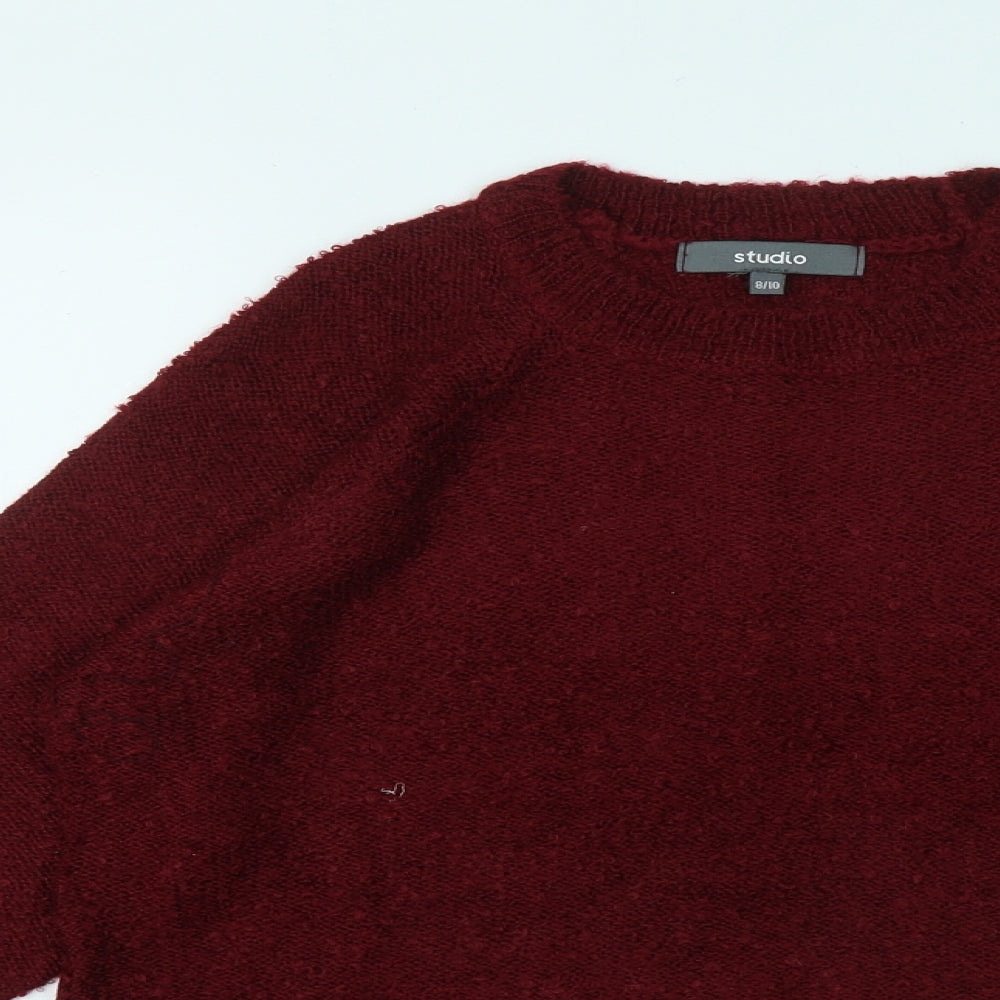 Studio Womens Red Round Neck Acrylic Pullover Jumper Size 8