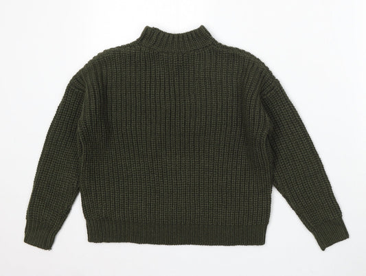 915 Generation Girls Green Round Neck Acrylic Pullover Jumper Size 9 Years - Keyhole Neck