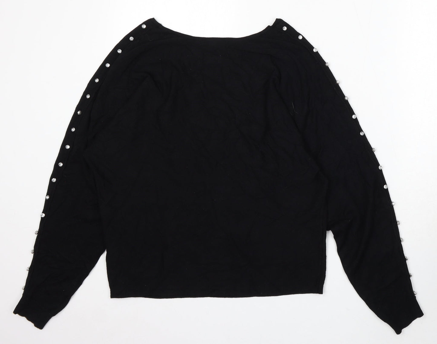 NEXT Womens Black V-Neck Viscose Pullover Jumper Size S