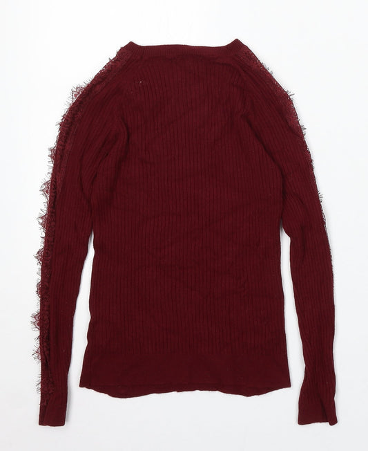 Matalan Girls Red Round Neck Viscose Pullover Jumper Size 12 Years