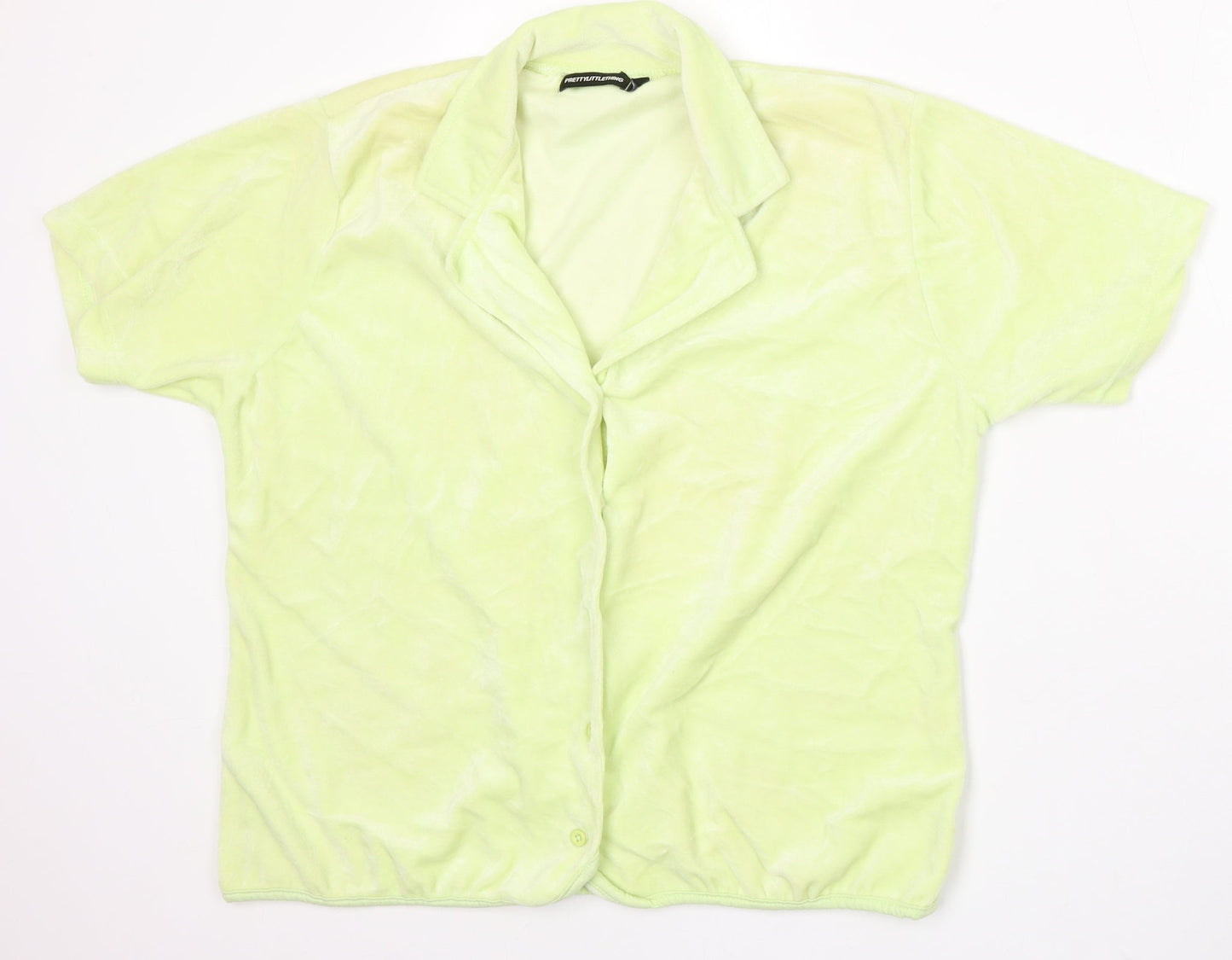 PRETTYLITTLETHING Womens Green Collared Cotton Cardigan Jumper Size 10