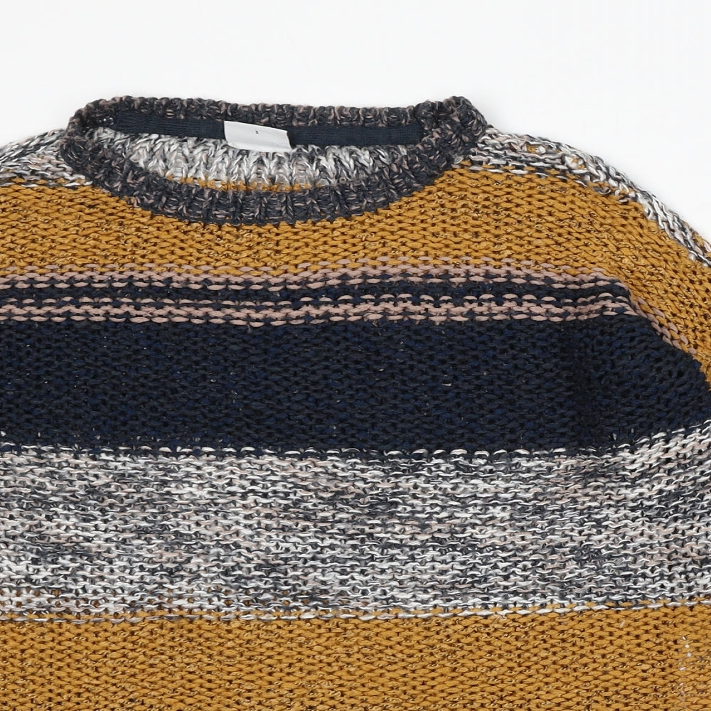 Noisy may Womens Multicoloured Round Neck Striped Acrylic Pullover Jumper Size S