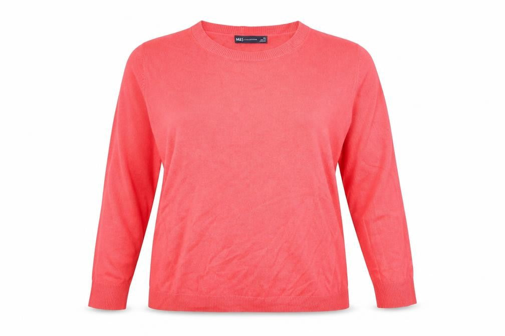 Marks and Spencer Womens Pink Crew Neck Acrylic Pullover Jumper Size 20
