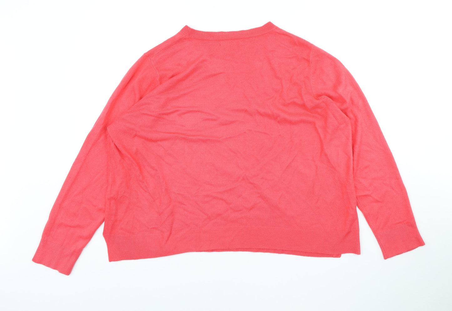 Marks and Spencer Womens Pink Crew Neck Acrylic Pullover Jumper Size 20