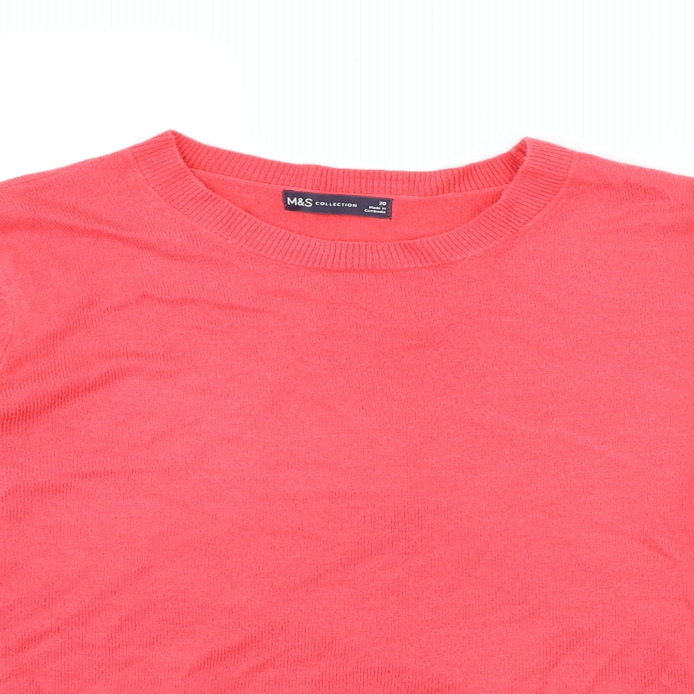 Marks and Spencer Womens Pink Crew Neck Acrylic Pullover Jumper Size 20