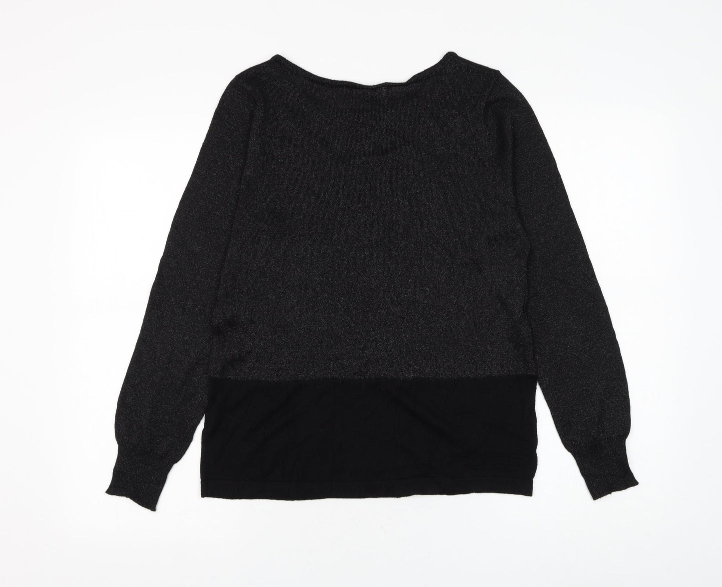 Preworn Womens Black Round Neck Polyester Pullover Jumper Size M