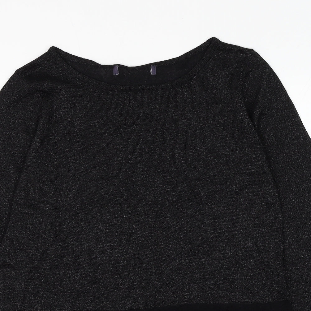 Preworn Womens Black Round Neck Polyester Pullover Jumper Size M