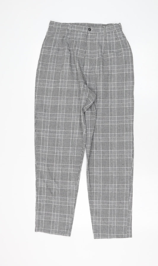 NUDE Womens Grey Check Cotton Carrot Trousers Size M L26 in Regular Zip