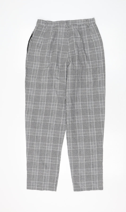 NUDE Womens Grey Check Cotton Carrot Trousers Size M L26 in Regular Zip