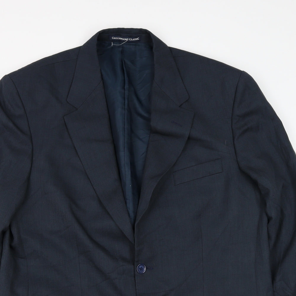 Greenwoods Mens Blue Polyester Jacket Suit Jacket Size 42