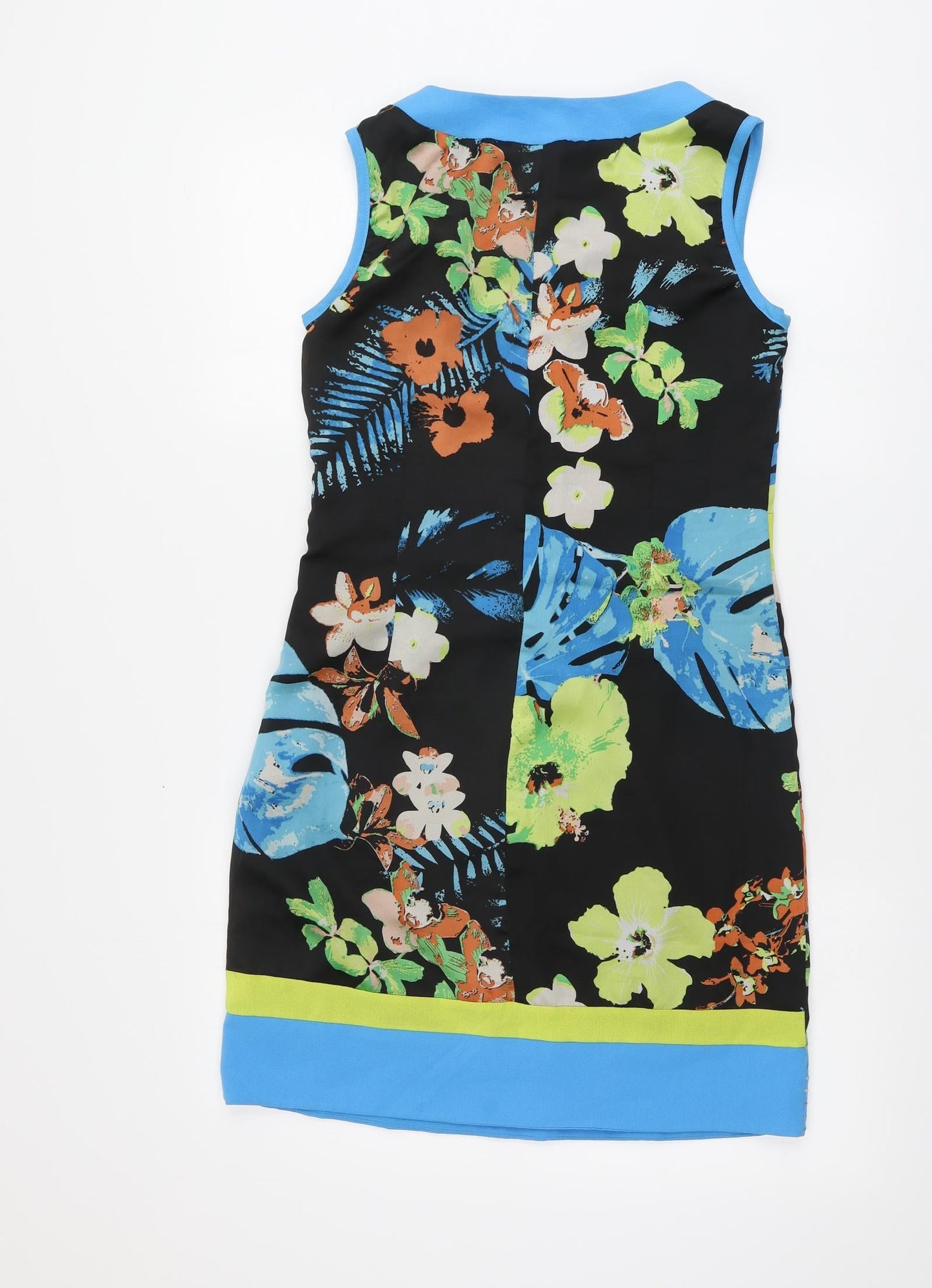 Sophyline Womens Multicoloured Floral Polyester A-Line Size S Round Neck