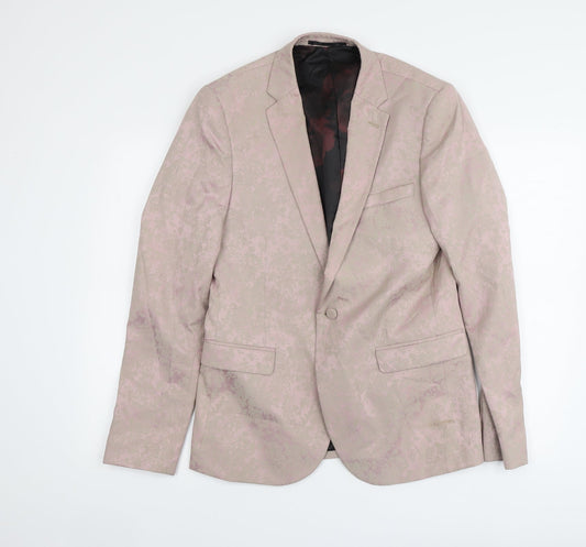 Swear & Mason Womens Pink Floral Polyester Jacket Suit Jacket Size M
