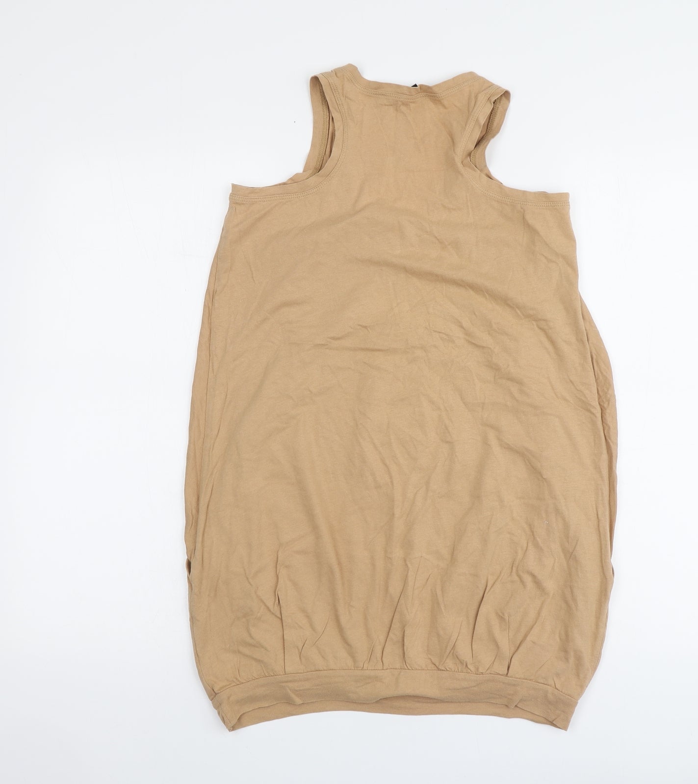 River Island Womens Beige Cotton Basic Tank Size 10 Round Neck