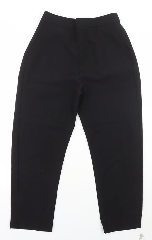 Preworn Womens Black Polyester Trousers Size 10 L25 in Regular