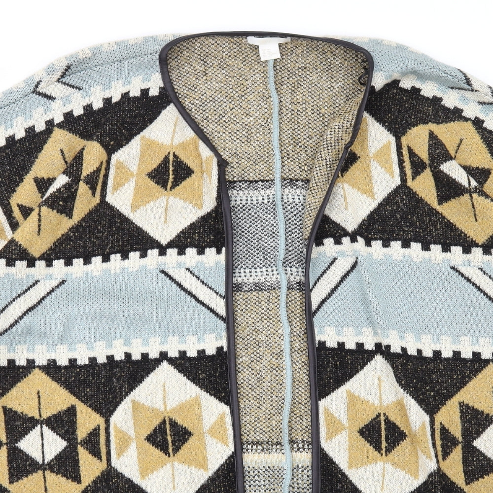 H&M Womens Multicoloured V-Neck Geometric Acrylic Cardigan Jumper Size 12