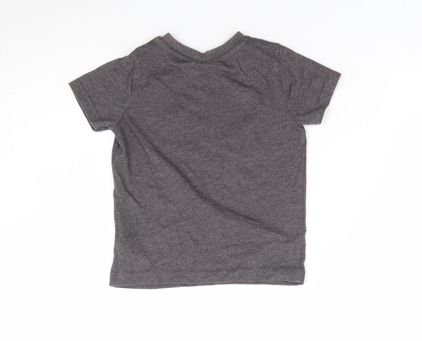 F&F Boys Grey Polyester Basic T-Shirt Size 2-3 Years Crew Neck Pullover - Angry Birds Transformers