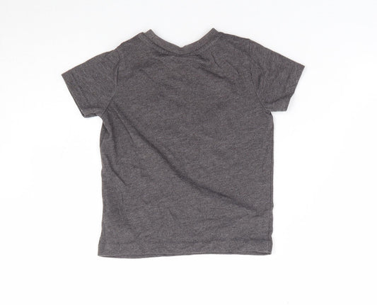 F&F Boys Grey Polyester Basic T-Shirt Size 2-3 Years Crew Neck Pullover - Angry Birds Transformers