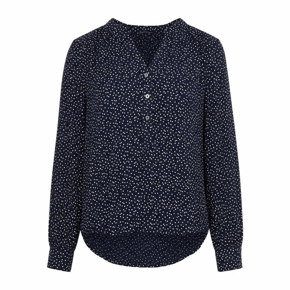 Marks and Spencer Womens Blue Polka Dot Viscose Basic Blouse Size 10 V-Neck