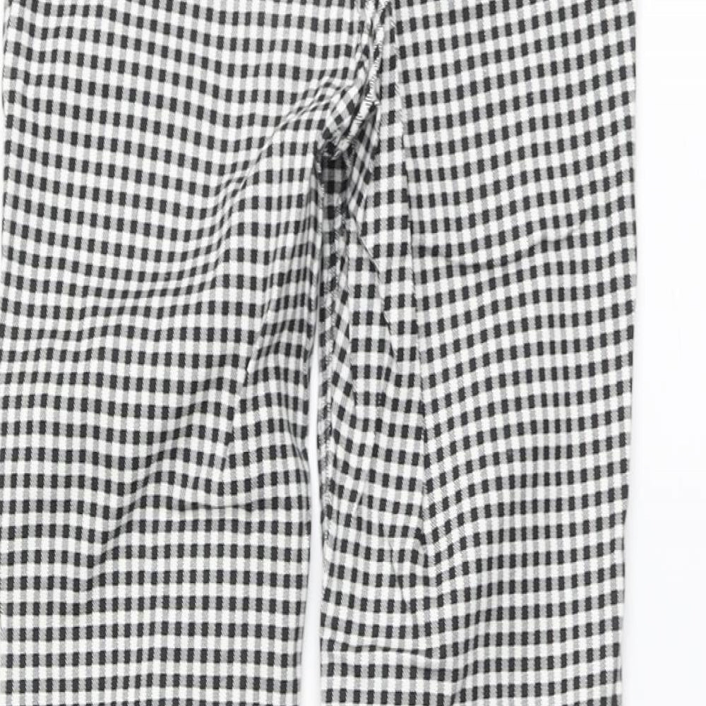 Stradivarius Womens Black Check Cotton Skinny Jeans Size 6 L27 in Regular Button