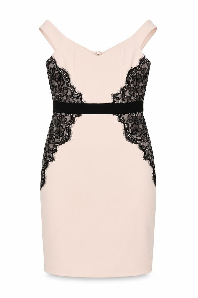 Amy Childs Womens Pink Geometric Polyester A-Line Size 12 Square Neck Zip