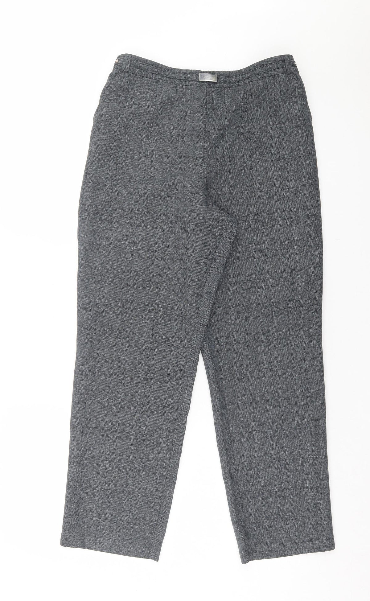 Marks and Spencer Womens Grey Plaid Polyester Trousers Size 12 L27 in Regular