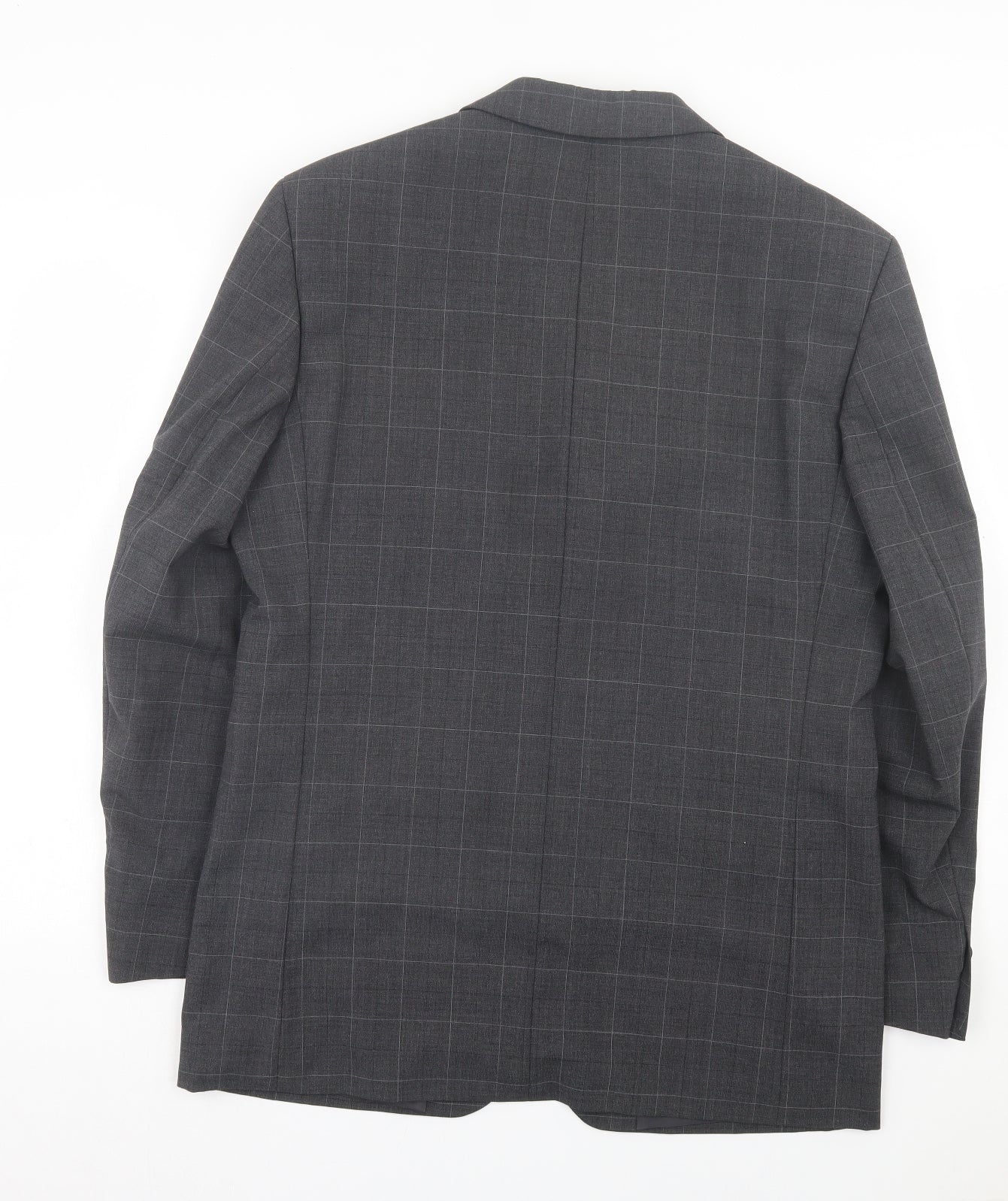Preworn Mens Grey Plaid Wool Jacket Suit Jacket Size 40