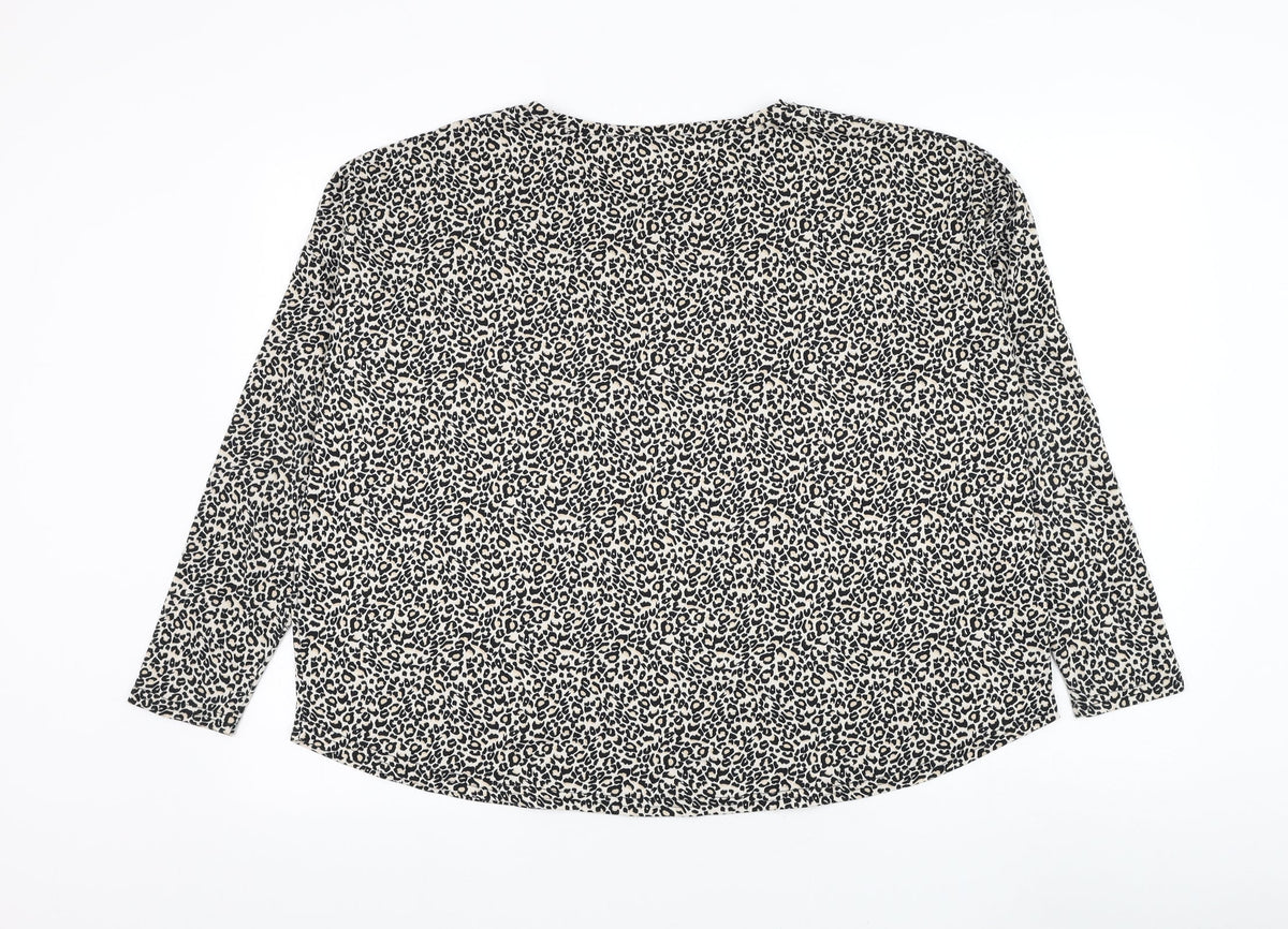 New Look Womens Ivory Round Neck Animal Print Polyester Pullover Jumper Size S - Leopard Print