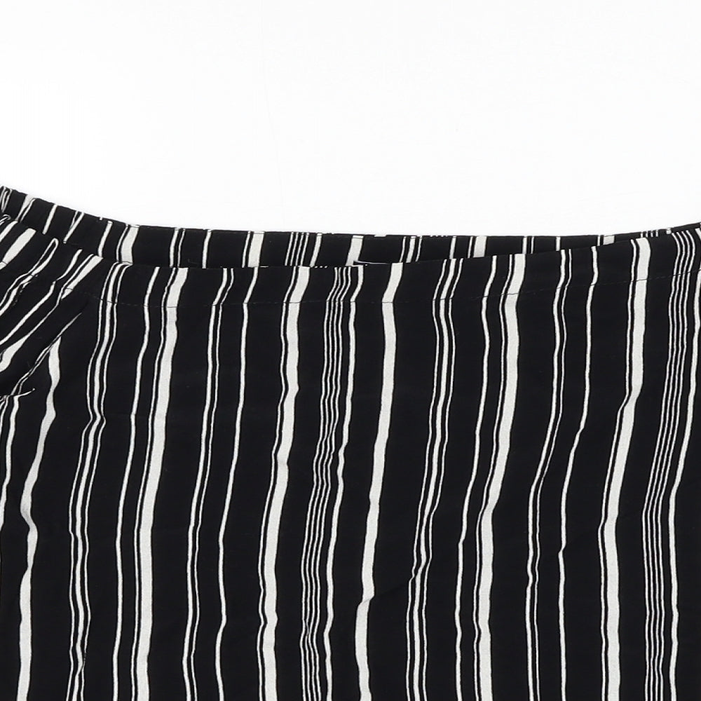 New Look Womens Black Striped Viscose Basic Blouse Size 10 Off the Shoulder